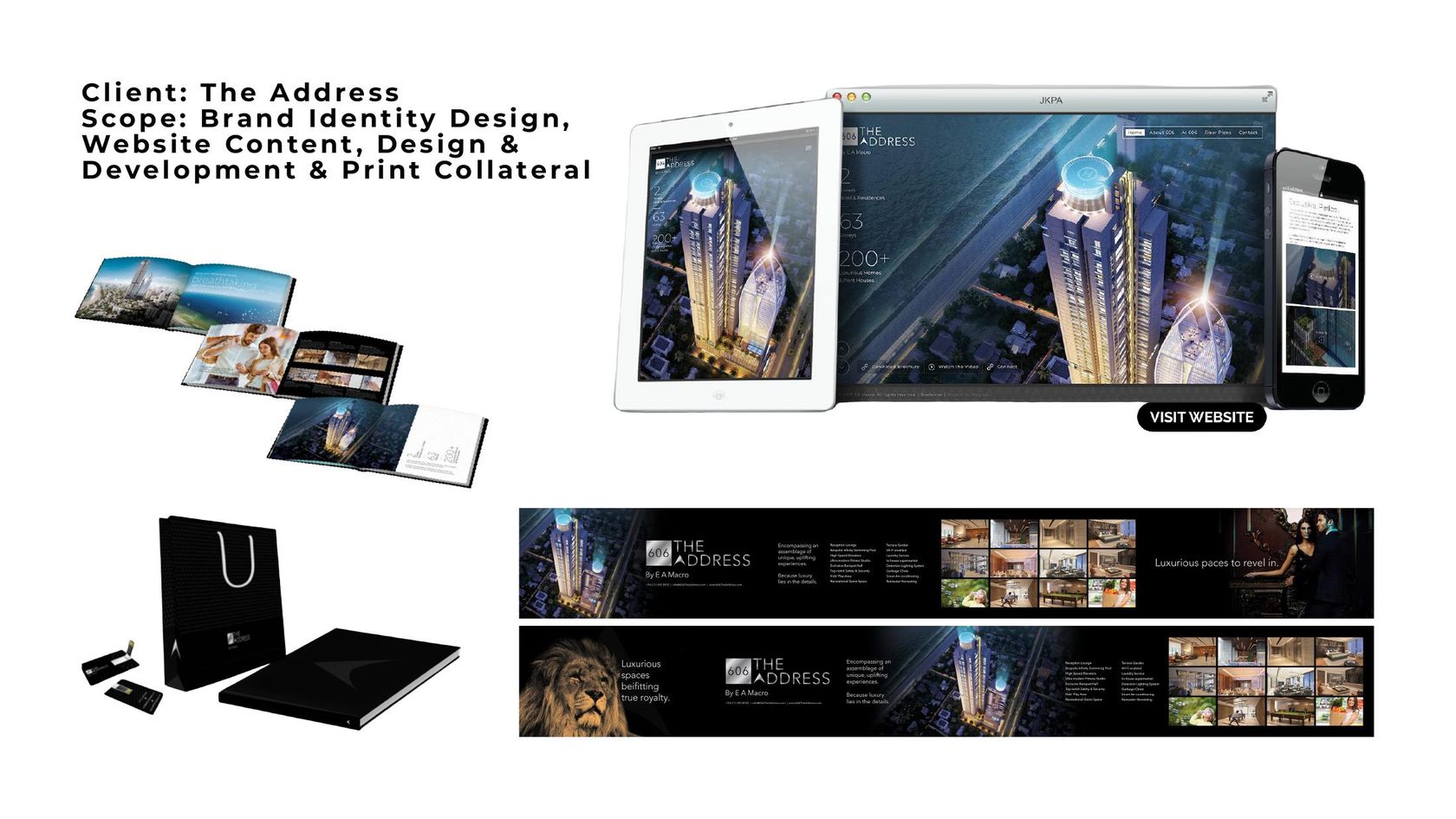 The Address - brand identity, website and print collateral